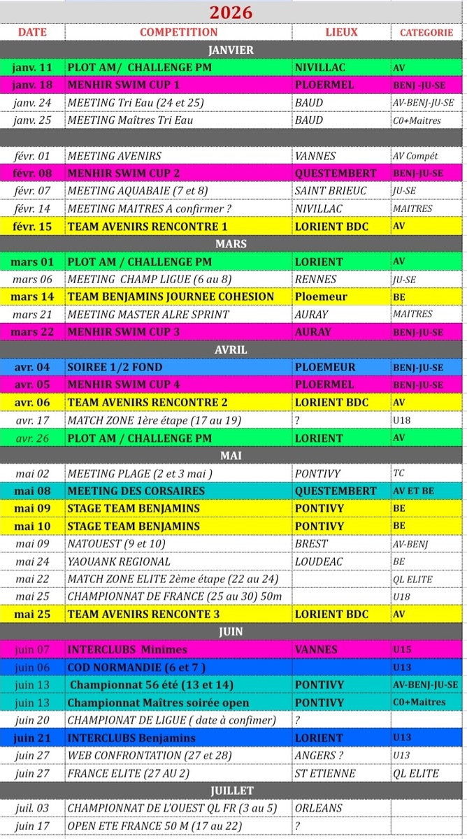 Le programme sportif 56 # 2026
